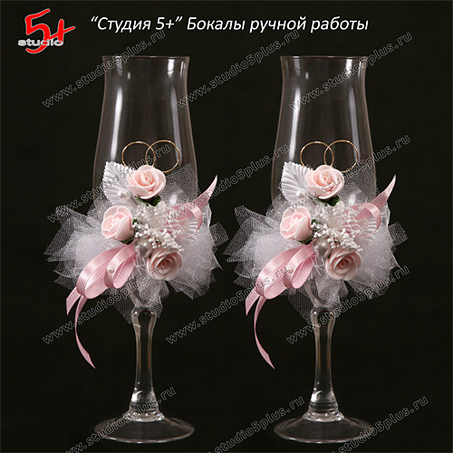 Свадебные бокалы с цветами из полимерной глины/мастер класс/wedding glass